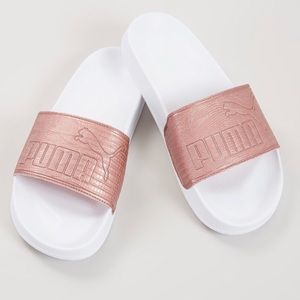 light pink puma slides